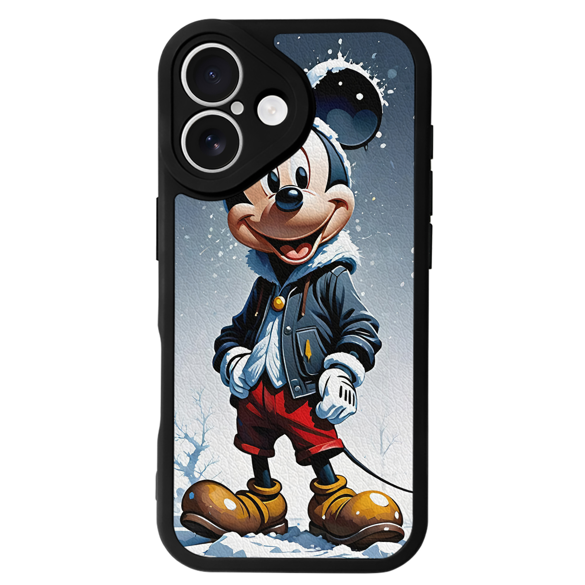 （画像用） ミッキーマウス Mickey Mouse 【iPhone 16シリーズ対応】シリコンスマホケース（レザー調） 材質：シリコン